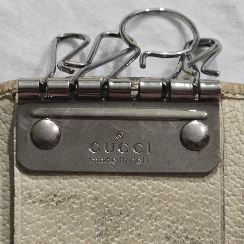 GUCCI Vintage Key Chain Fob 5 Key Ring Wallet Leather Purse Key Holder Spellout - Picture 7 of 9